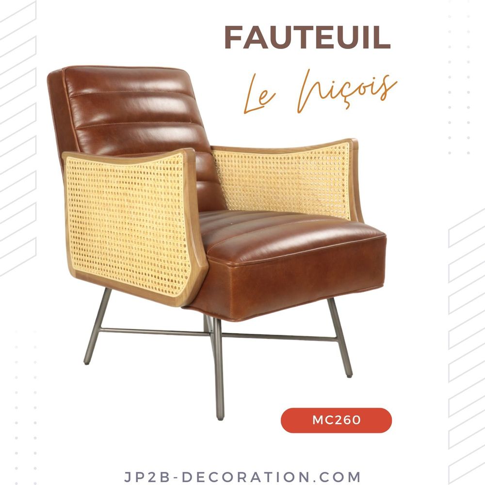 Autres fournitures bureau - Collection de Fauteuils en Cuir et Cannage Vintage - JP2B DECORATION