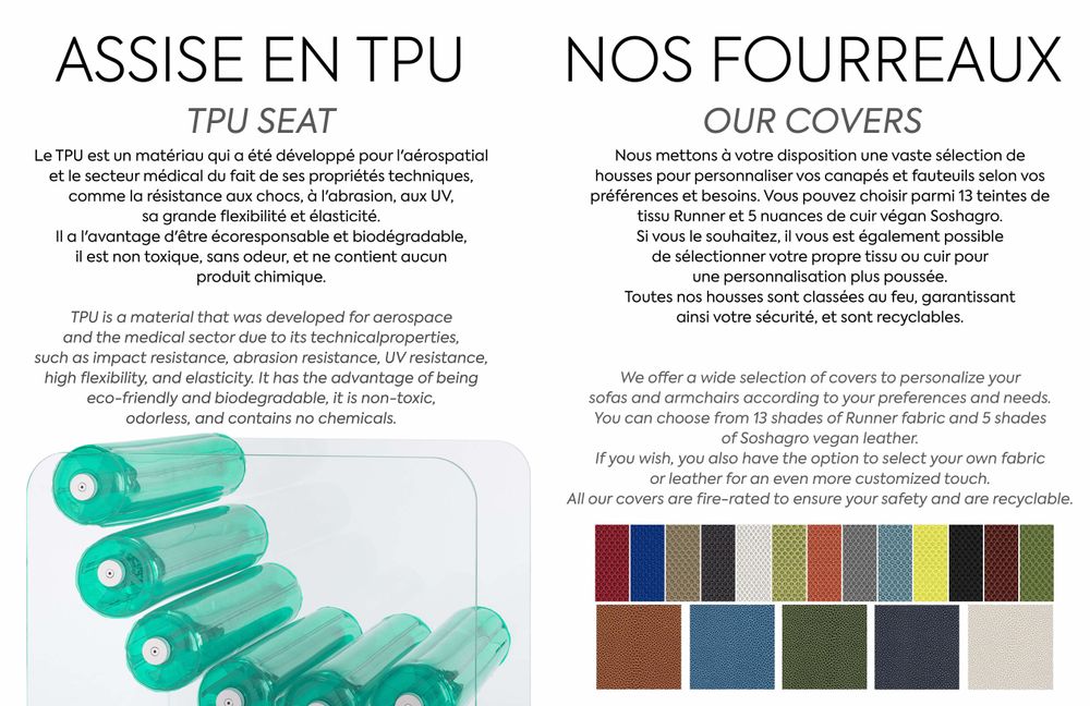 Canapés - MW05| Canapé parois en PMMA transparents & fourreaux Runner bleus - MW Exclusive - MW DESIGNER FURNITURE
