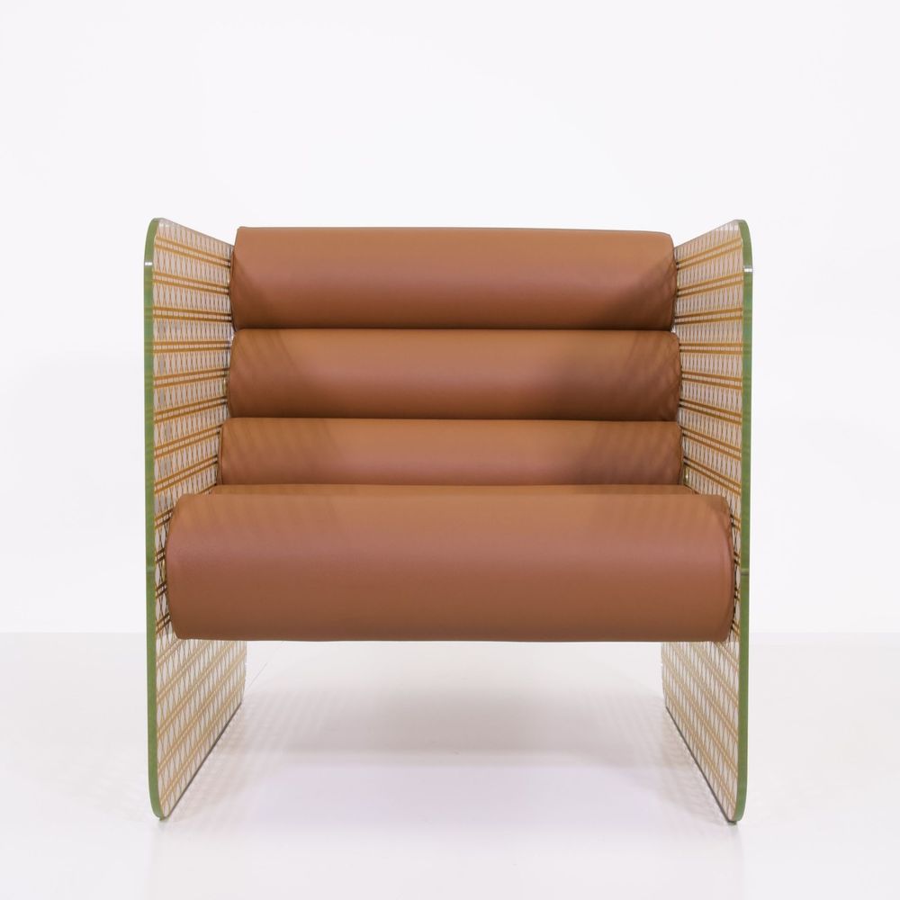 Armchairs - MW02\" Cannage OR\” armchair - Foam and brown leather seat - Handmade - KUUMO DESIGN