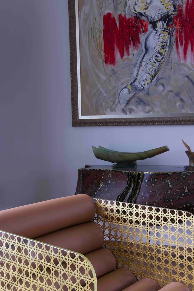 Armchairs - MW02\" Cannage OR\” armchair - Foam and brown leather seat - Handmade - KUUMO DESIGN