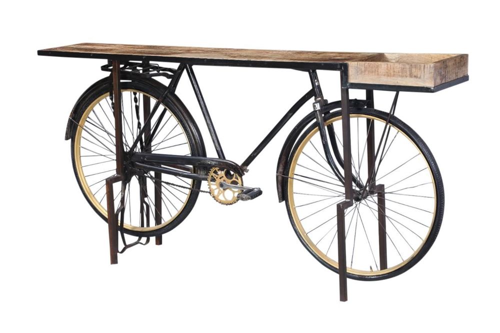 Console table - Bicycle Console Table Wood and Metal - GRAND DÉCOR