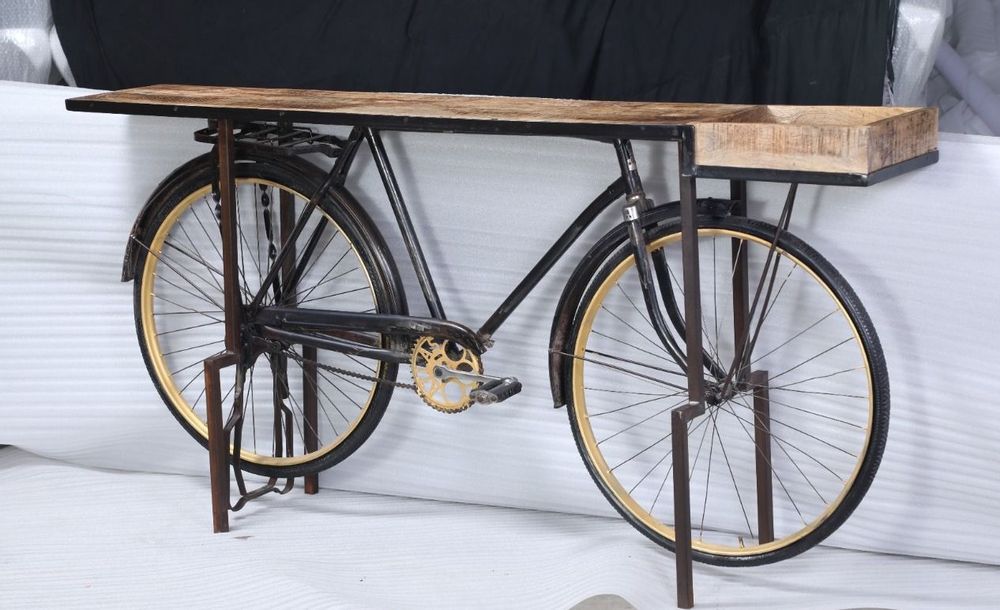 Console table - Bicycle Console Table Wood and Metal - GRAND DÉCOR