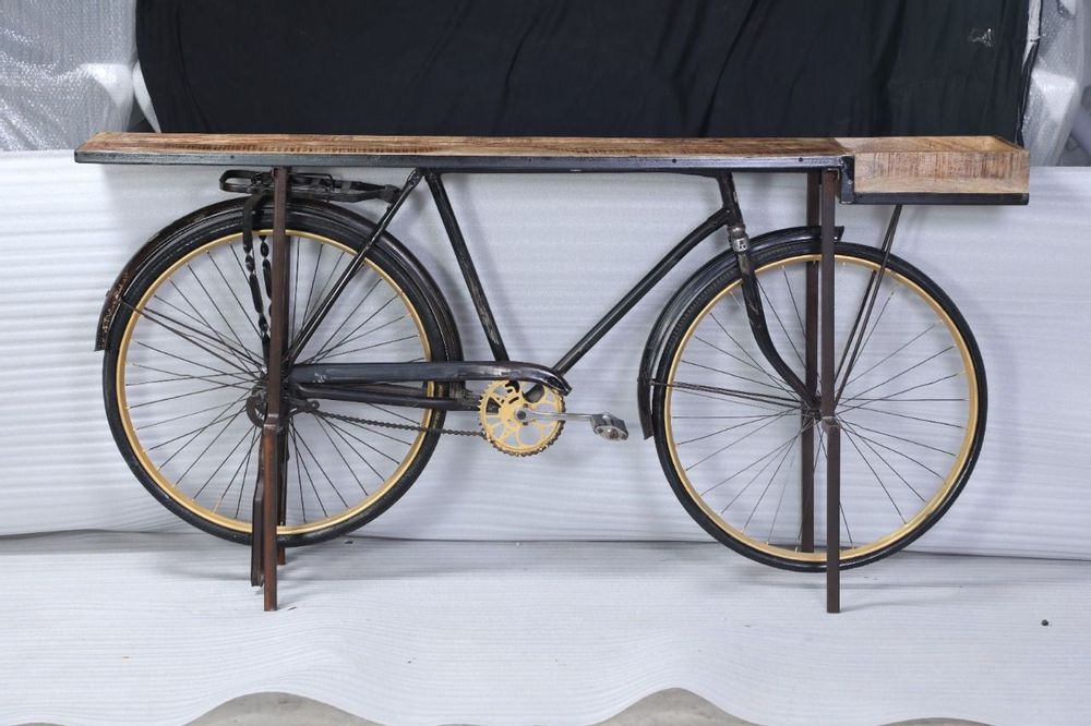 Console table - Bicycle Console Table Wood and Metal - GRAND DÉCOR