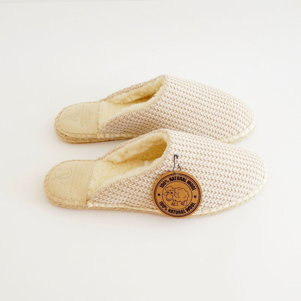 Homewear textile - Chausson fait main pure laine & tricot coton - ATELIER COSTÀ