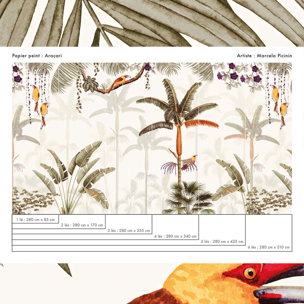 Papiers peints - Papier peint panoramique , paysage tropical et naturel Araçari - LA TOUCHE ORIGINALE