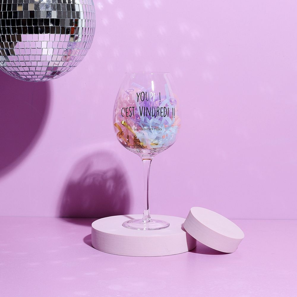 Verres - VERRE A VIN 75 CL YOUPI C EST VINDREDI - LA CHAISE LONGUE DIFFUSION/LE STUDIO