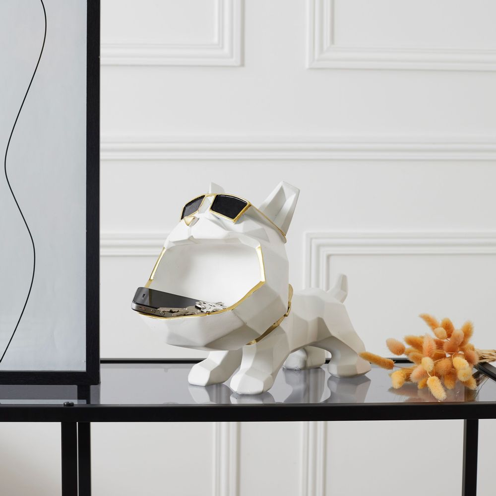 Cadeaux - VIDE POCHES BOULEDOGUE ORIGAMI BLANC - LA CHAISE LONGUE DIFFUSION/LE STUDIO