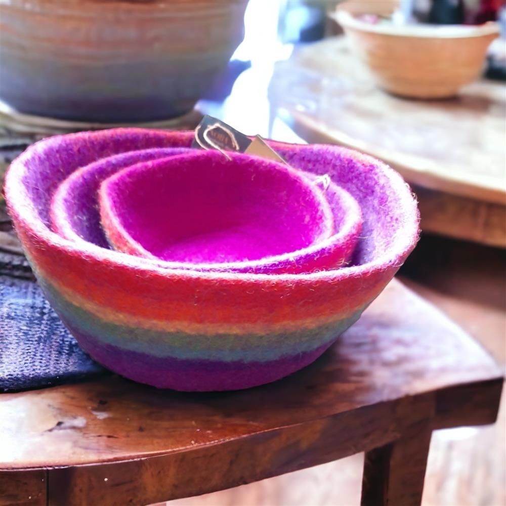 Decorative objects - Trio of felt bowls - HD10002A - FELTGHAR - HANDMADE WITH LOVE