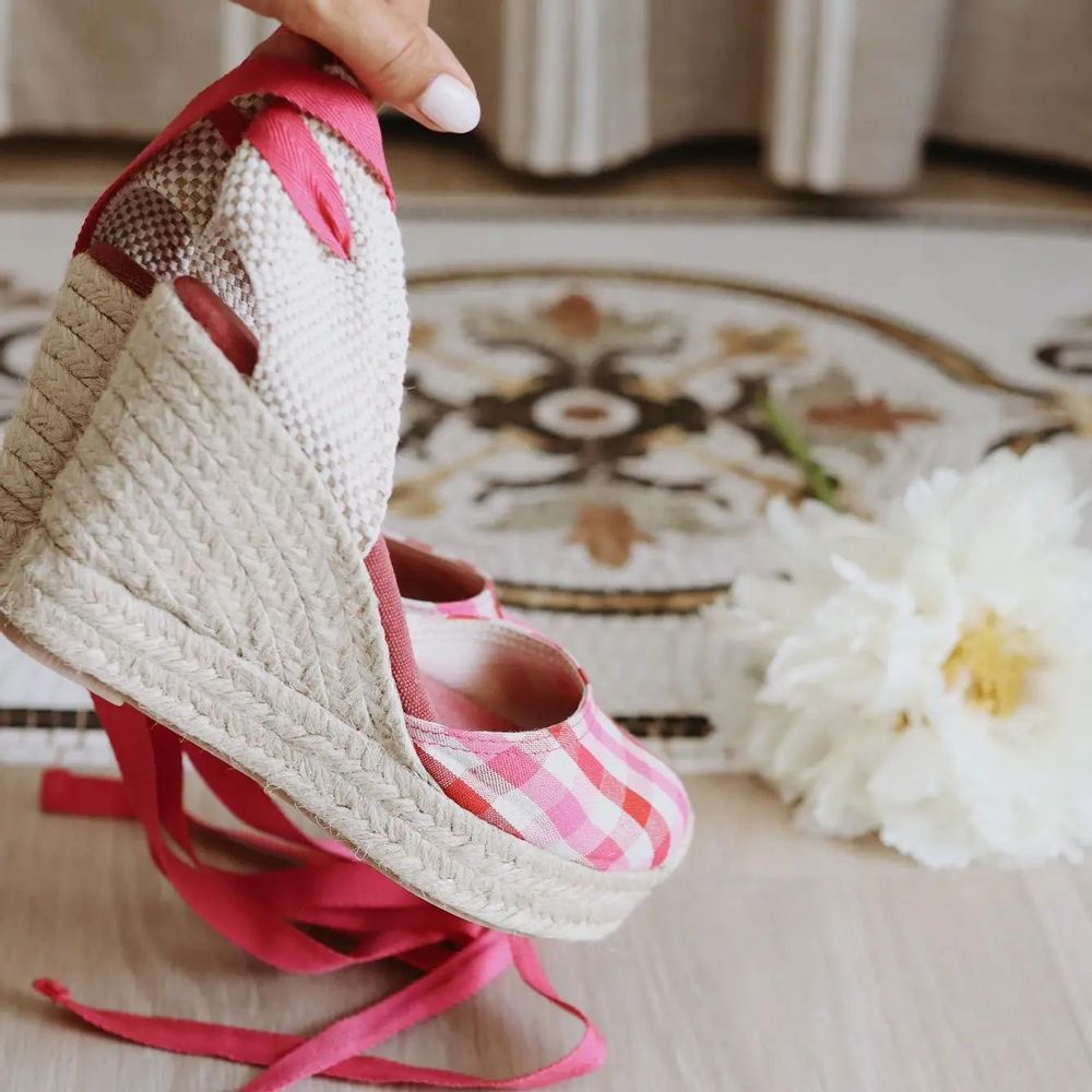 Chaussures - DISPONIBLES - Espadrilles compensées Vichy - ATELIER COSTÀ
