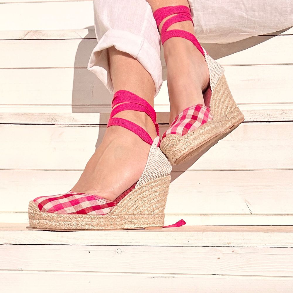 Chaussures - DISPONIBLES - Espadrilles compensées Vichy - ATELIER COSTÀ