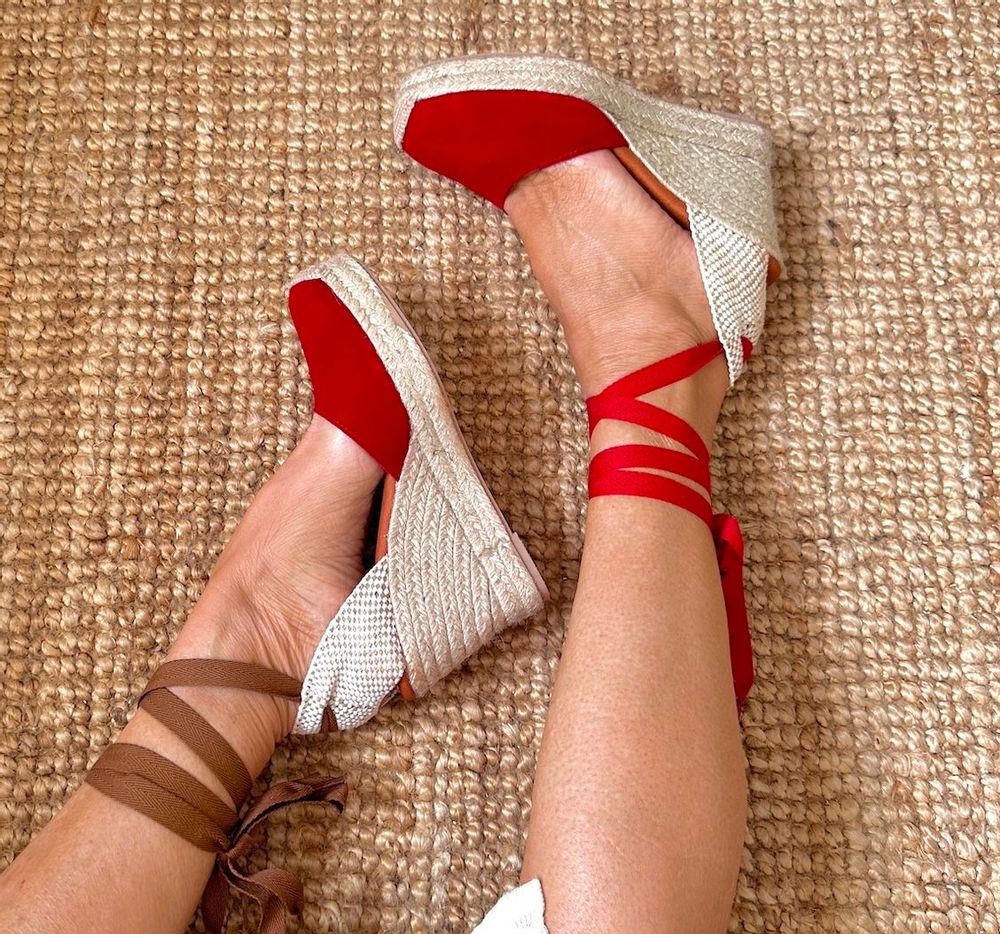 Shoes - Custom Red Suede Wedge Espadrilles – LYDIA Model - ATELIER COSTÀ