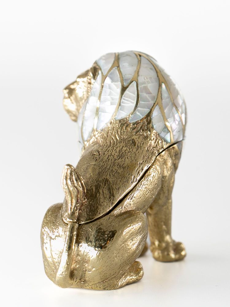 Objets de décoration - Boite Lion Nacre et Laiton recyclé - WILD BY MOSAIC