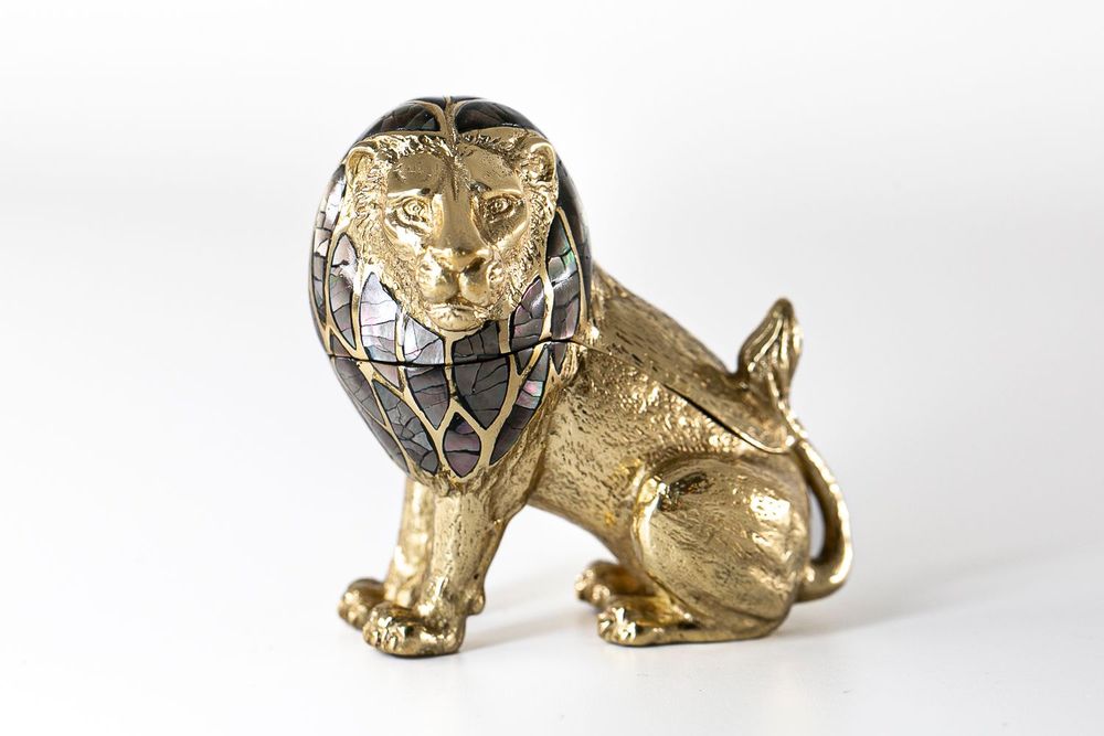Objets de décoration - Boite Lion Nacre et Laiton recyclé - WILD BY MOSAIC