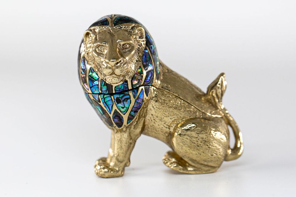 Objets de décoration - Boite Lion Nacre et Laiton recyclé - WILD BY MOSAIC