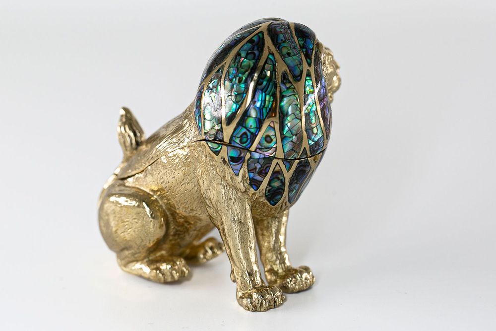 Objets de décoration - Boite Lion Nacre et Laiton recyclé - WILD BY MOSAIC
