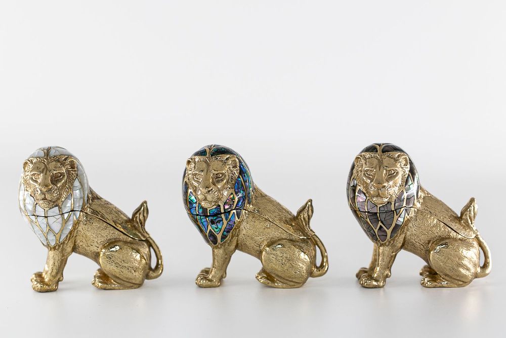 Objets de décoration - Boite Lion Nacre et Laiton recyclé - WILD BY MOSAIC