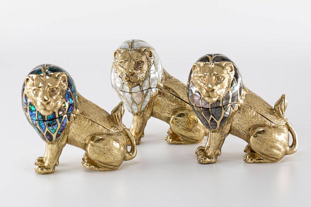 Objets de décoration - Boite Lion Nacre et Laiton recyclé - WILD BY MOSAIC