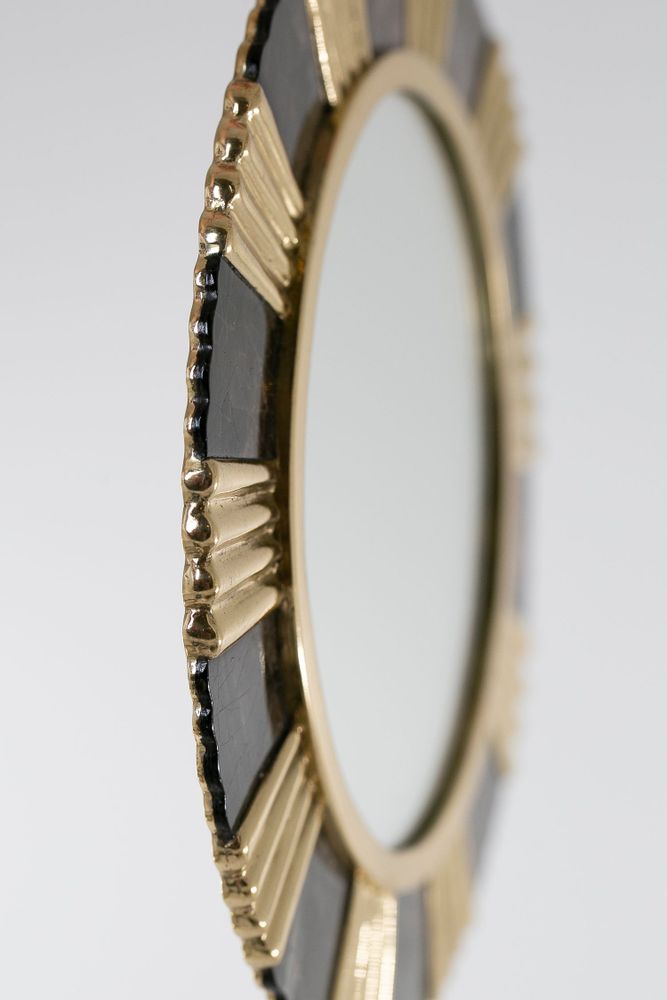 Mirrors - Shine round mirror natural mother-of-pearl and recycled brass - WILD BY MOSAIC