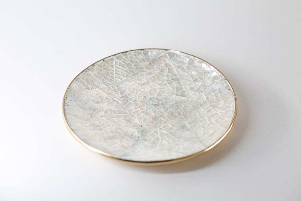 Decorative objects - Recycled brass & Mother of pearl Tray - WILD BY MOSAIC