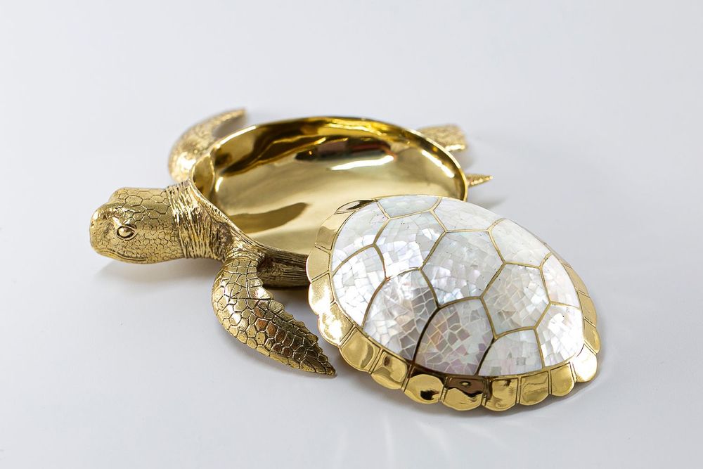 Decorative objects - Mother of Pearl Sea Turtle Box - WILD BY MOSAIC