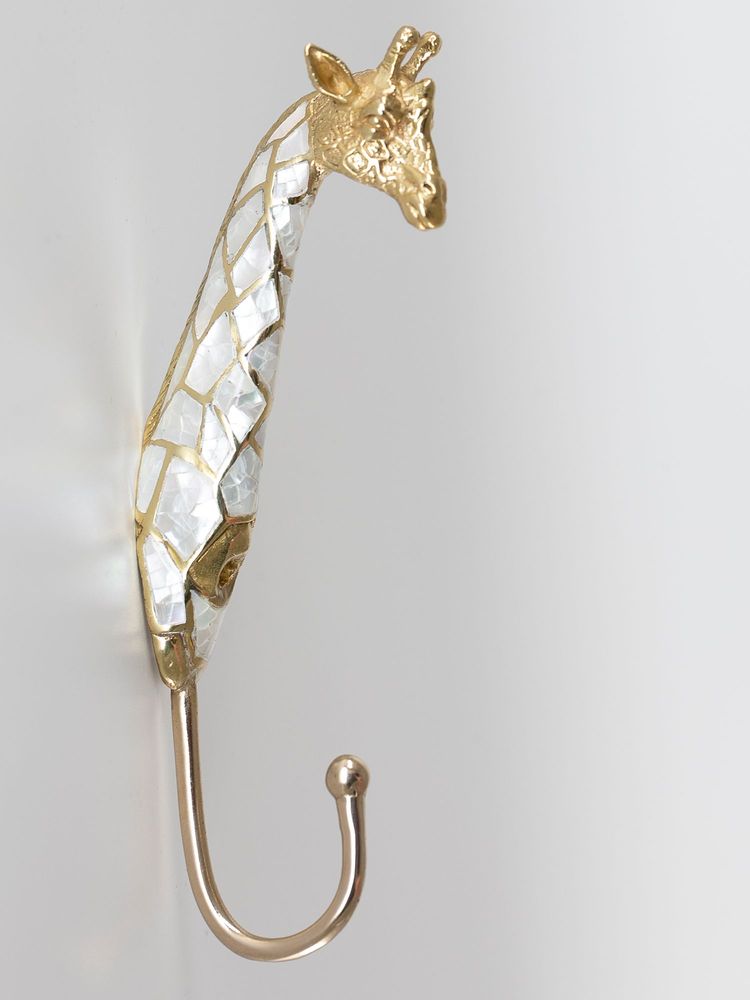 Decorative objects - Giraffe coat hook in recycled brass and natural mother-of-pearl - WILD BY MOSAIC