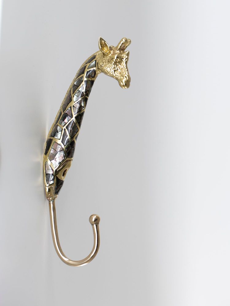 Decorative objects - Giraffe coat hook in recycled brass and natural mother-of-pearl - WILD BY MOSAIC