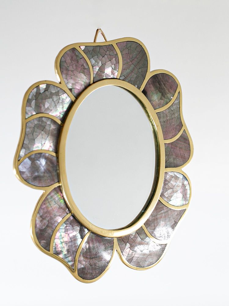 Miroirs - Miroir Flower nacre naturelle et laiton recyclé - WILD BY MOSAIC