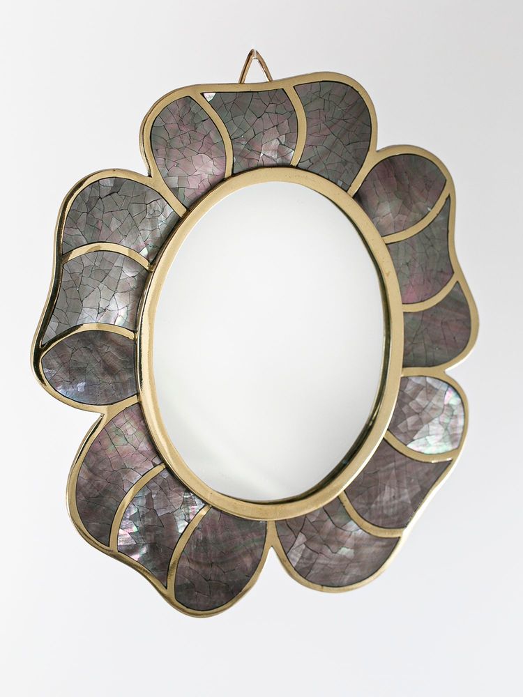 Miroirs - Miroir Flower nacre naturelle et laiton recyclé - WILD BY MOSAIC