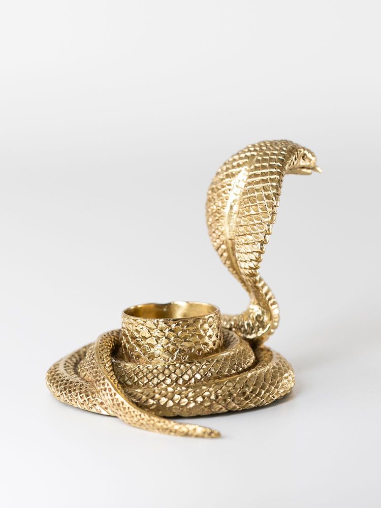 Objets de décoration - Bougeoir Cobra en laiton recyclé & nacre naturelle - WILD BY MOSAIC