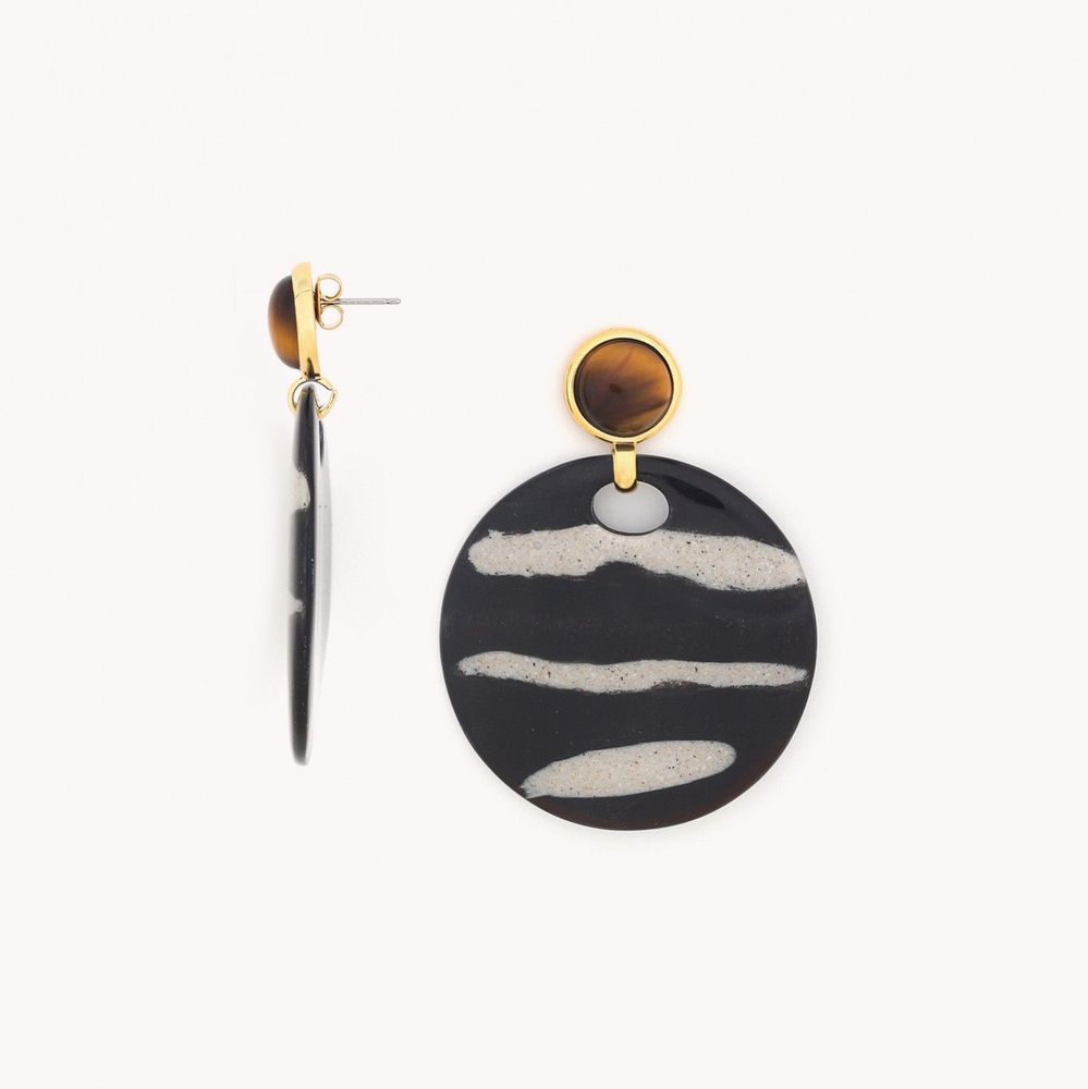 Jewelry - Round gypsy post earrings - Zebra - NATURE BIJOUX