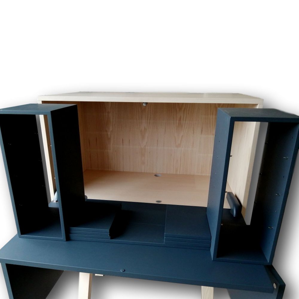 Writing desks - Large secretary with storage in ash wood L. 120 cm / 47.2" - MON PETIT MEUBLE FRANÇAIS