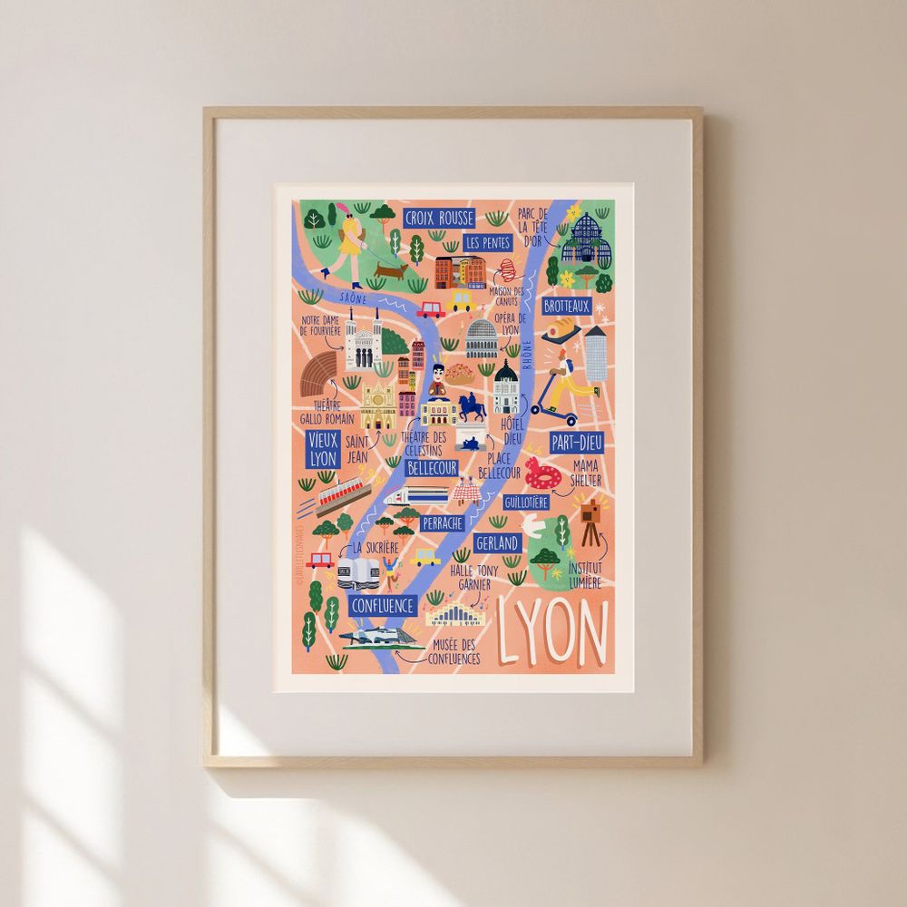 Affiches - Affiche ville Lyon - LAVILLETLESNUAGES