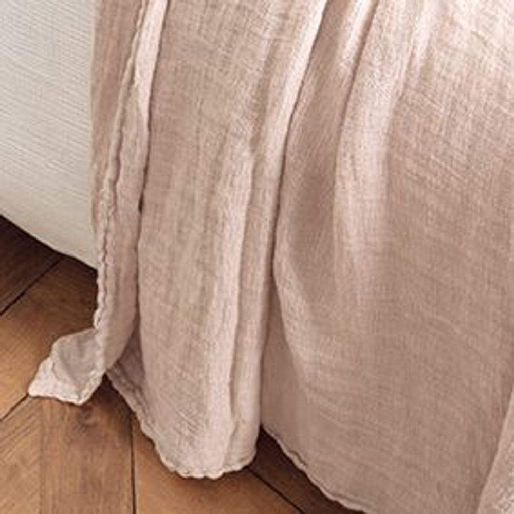 Linge de lit - Dessus de lit Gaspard en lin lavé Nude - MAISON D'ÉTÉ