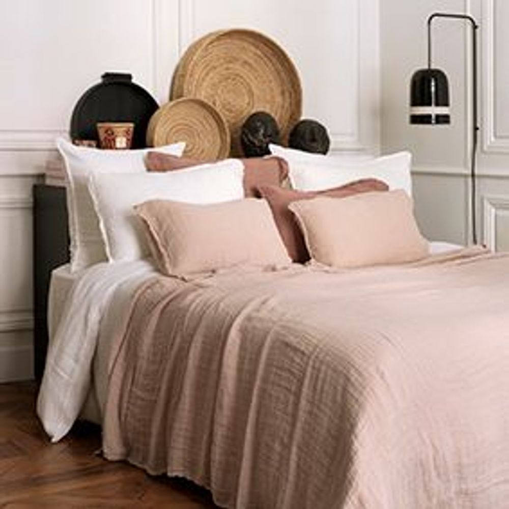 Linge de lit - Dessus de lit Gaspard en lin lavé Nude - MAISON D'ÉTÉ