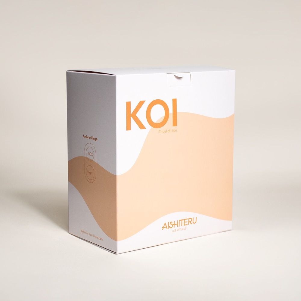 Cosmétiques - COFFRET BIEN-ÊTRE - KOI - BOUGIE PARFUMÉE - HUILE NACRÉE MULTI-USAGES - AISHITERU