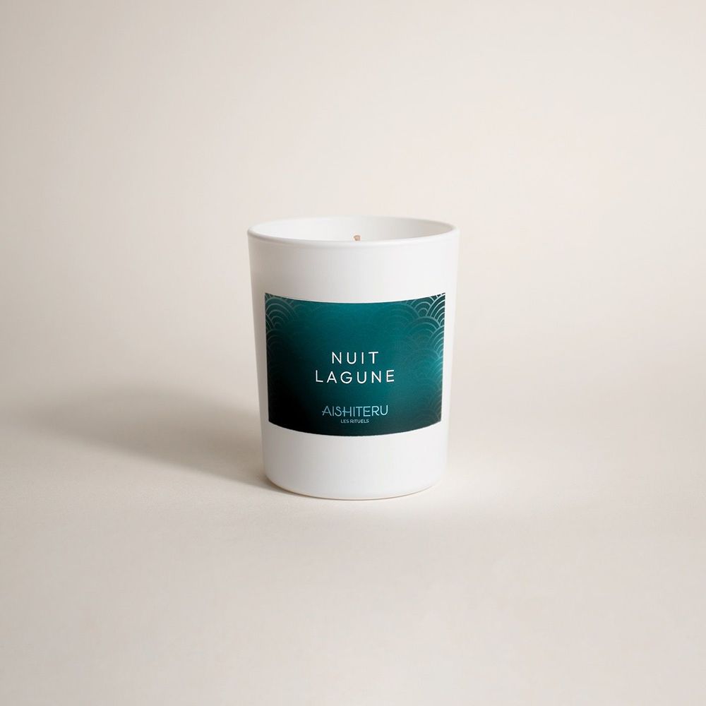 Objets de décoration - BOUGIE PARFUMÉE 100% VÉGÉTALE - 75 G - NUIT LAGUNE - AISHITERU