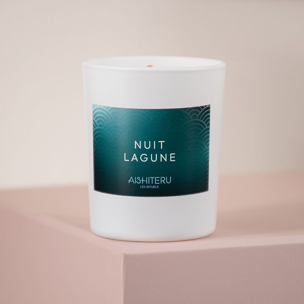 Objets de décoration - BOUGIE PARFUMÉE 100% VÉGÉTALE - 75 G - NUIT LAGUNE - AISHITERU