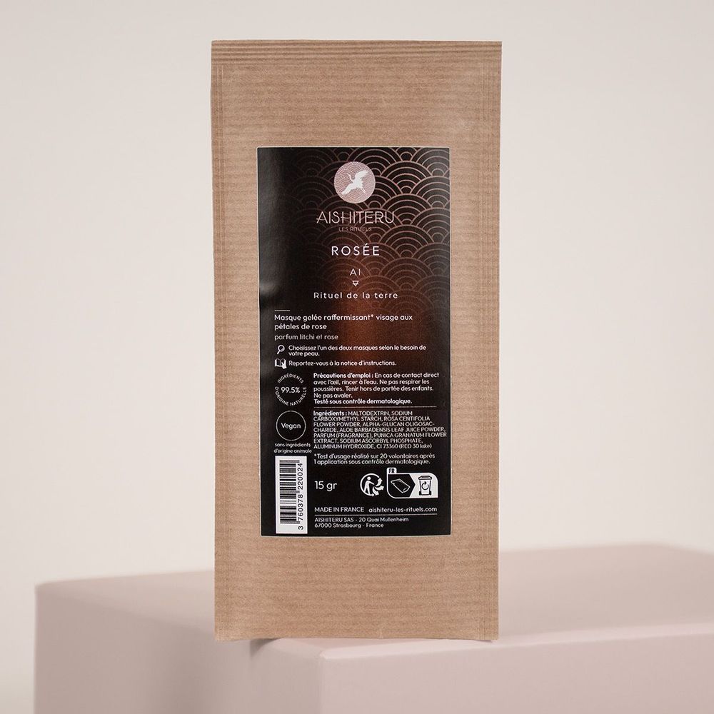 Cosmétiques - MASQUE RAFFERMISSANT VISAGE 15 G - ROSÉE - PÉTALES DE ROSE - ALOE VERA - AISHITERU