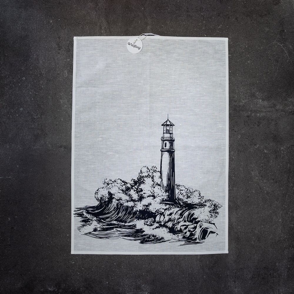 Dish towels - Tea Towel Halflinen LIGHTHOUSE - WILDFANG BY KARINA KRUMBACH ®
