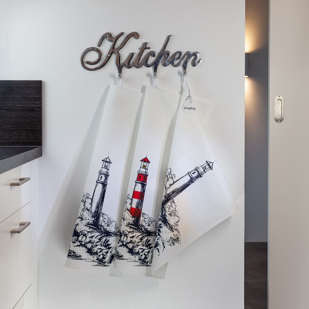 Dish towels - Tea Towel Halflinen LIGHTHOUSE - WILDFANG BY KARINA KRUMBACH ®