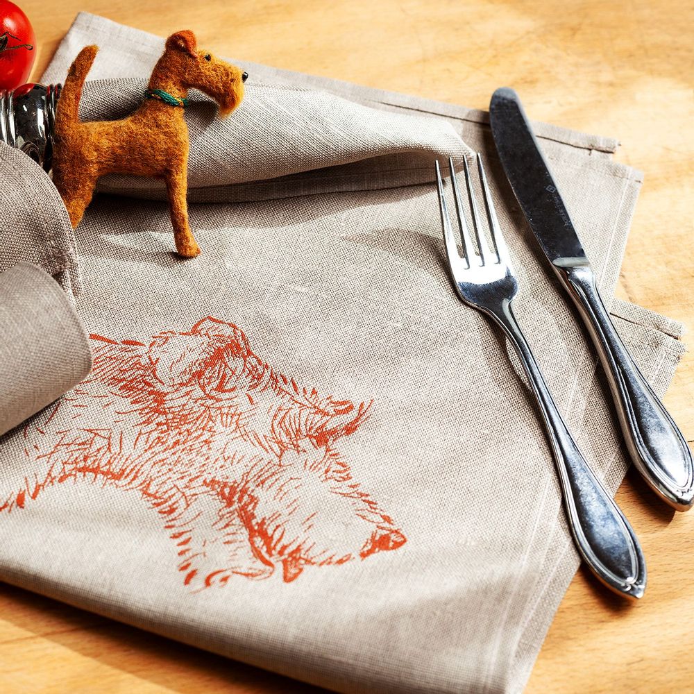 Serviettes - Serviette Demi-Lin TERRIER - WILDFANG BY KARINA KRUMBACH ®
