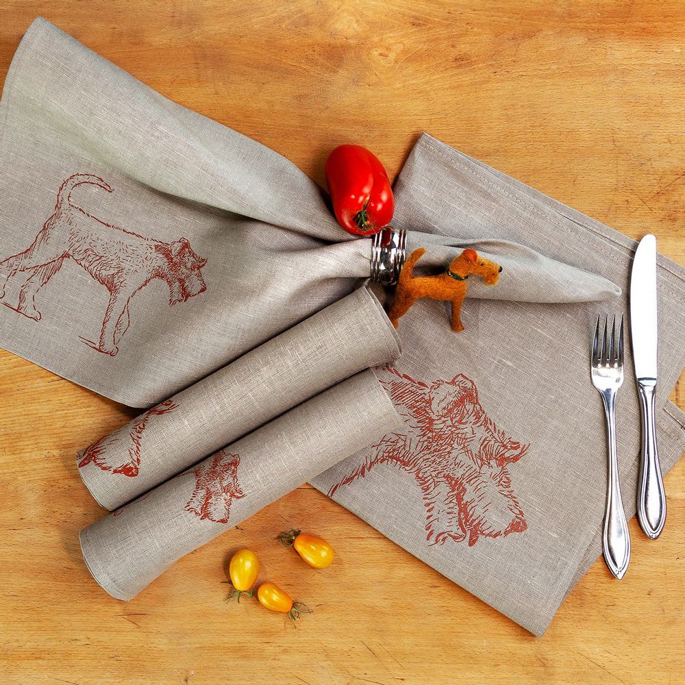 Serviettes - Serviette Demi-Lin TERRIER - WILDFANG BY KARINA KRUMBACH ®