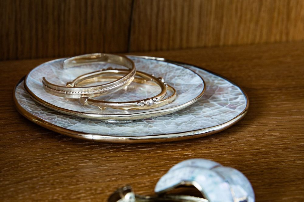 Decorative objects - Recycled brass & Mother of pearl Tray - WILD BY MOSAIC