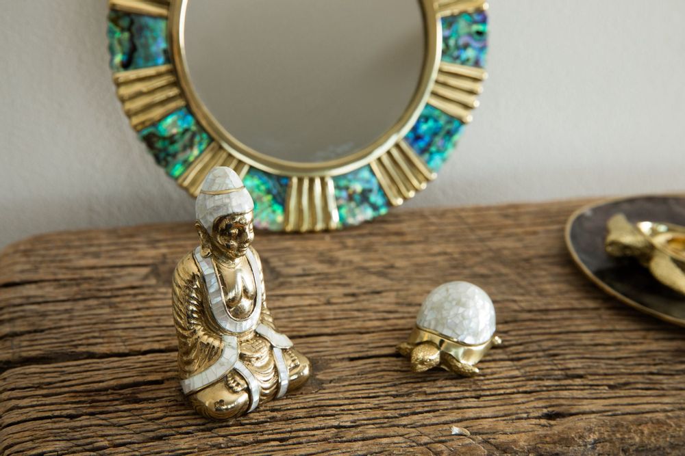 Caskets and boxes - Turtle box made of natural mother-of-pearl and recycled brass - WILD BY MOSAIC