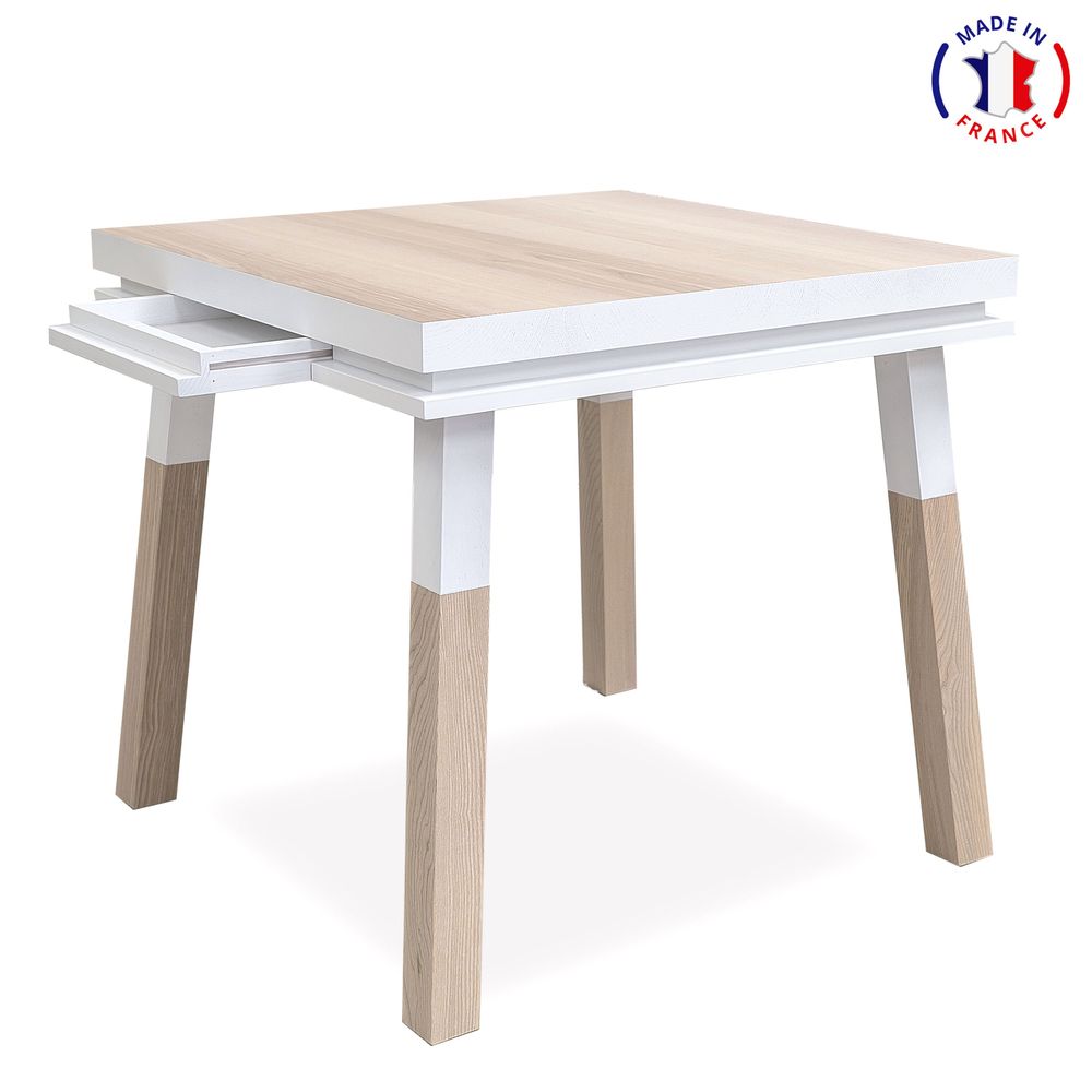 Kitchens furniture - Square extensible dining table in 100% solid wood - MON PETIT MEUBLE FRANÇAIS