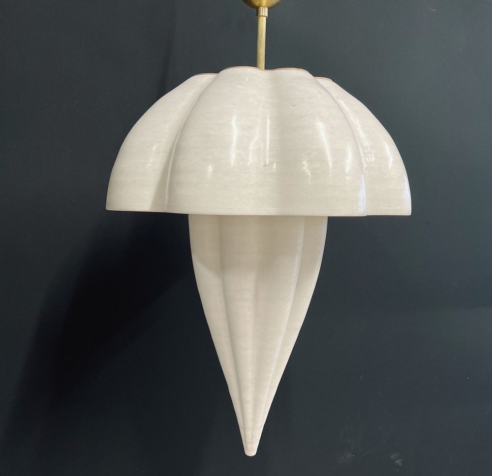 Objets de décoration - Grand Lustre Medusa en marbre blanc. - ATELIER H