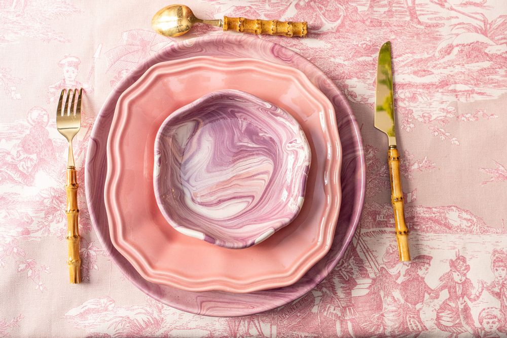 Everyday plates - NYMPHE ROSE ceramic tableware - IOM INES-OLYMPE MERCADAL