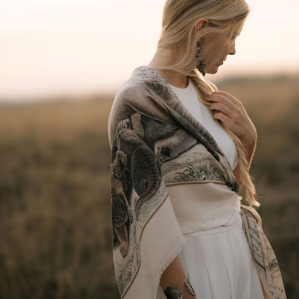 Scarves - Silk & Wool shawl - MAOULI