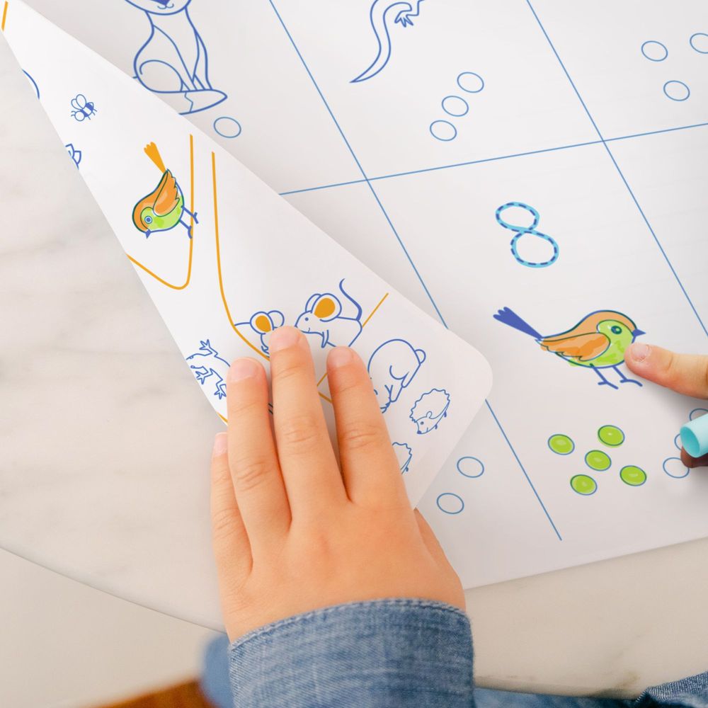 Children's arts and crafts - THE NUMBERS : 1 soft reversible silicone mat + 3 erasable markers - SUPERPETIT
