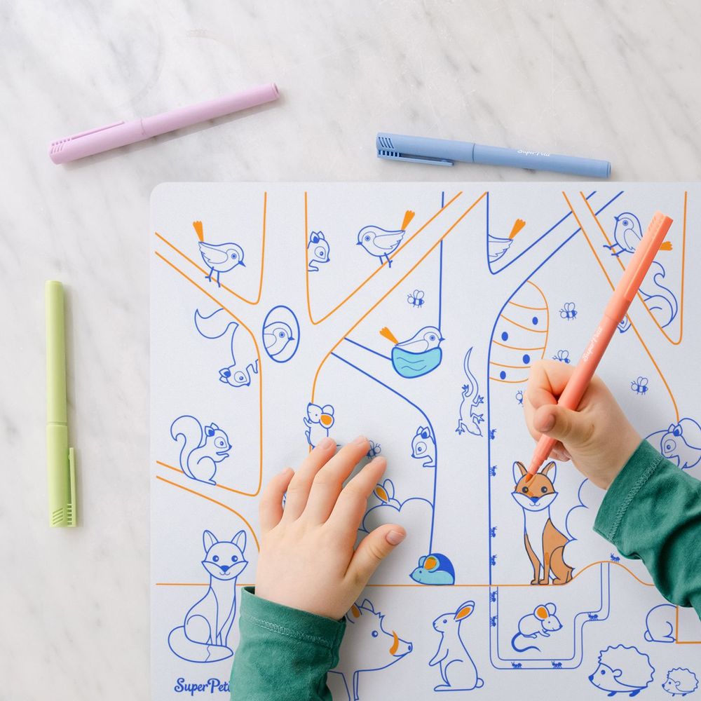 Children's arts and crafts - THE NUMBERS : 1 soft reversible silicone mat + 3 erasable markers - SUPERPETIT